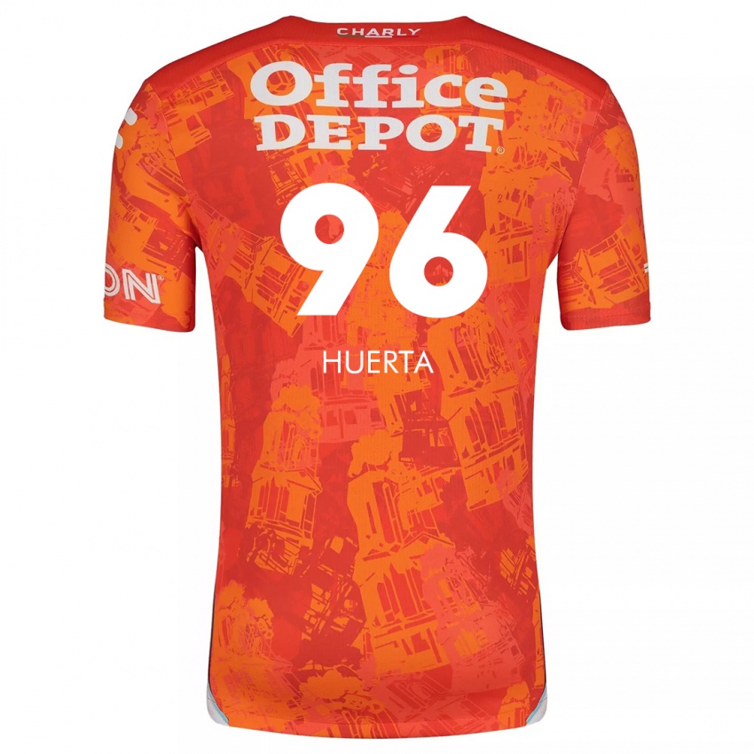 Niño Camiseta Edwin Huerta #96 Naranja Blanco 2ª Equipación 2024/25 La Camisa Perú