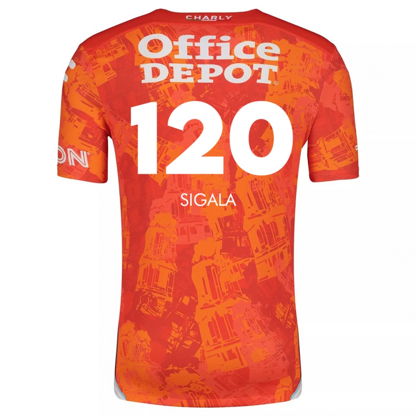 Niño Camiseta Juan Sigala #120 Naranja Blanco 2ª Equipación 2024/25 La Camisa Perú