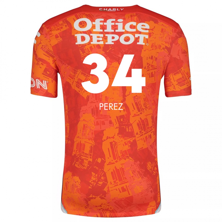 Niño Camiseta Julio Pérez #34 Naranja Blanco 2ª Equipación 2024/25 La Camisa Perú