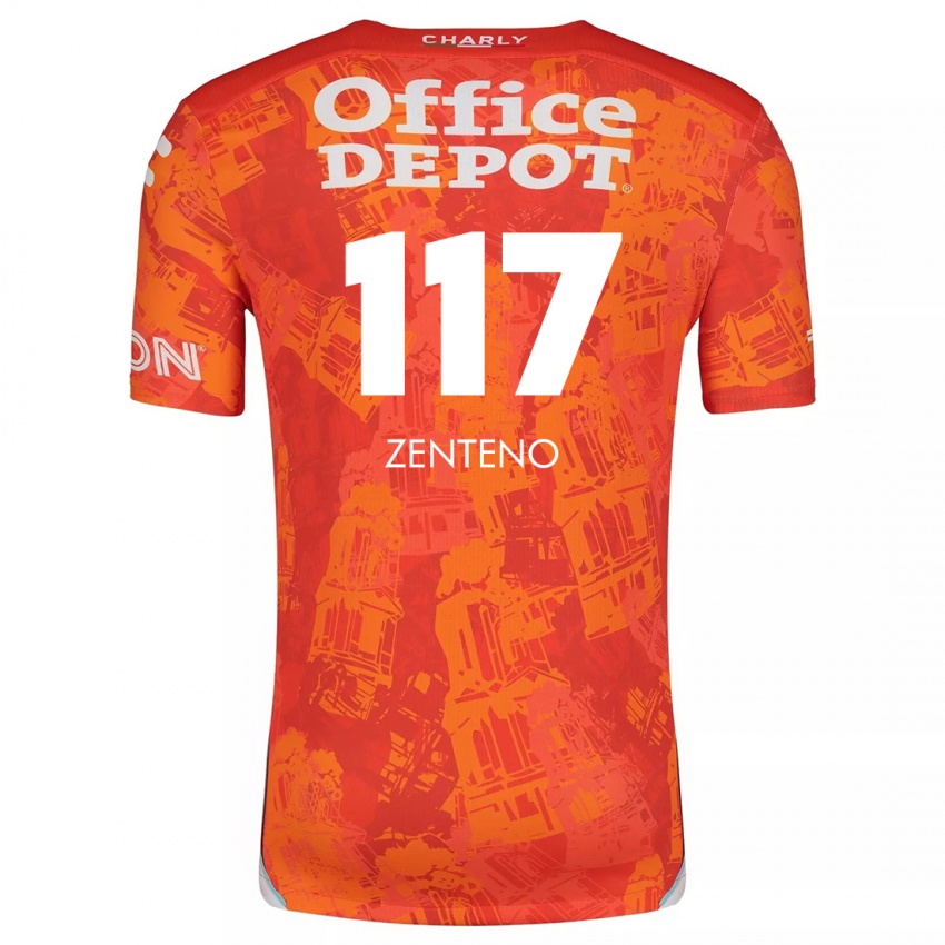 Niño Camiseta Gustavo Zenteno #117 Naranja Blanco 2ª Equipación 2024/25 La Camisa Perú