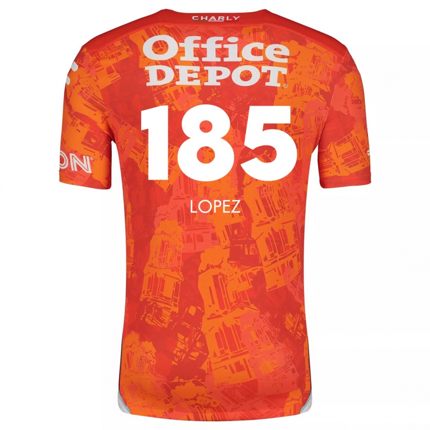 Niño Camiseta René López #185 Naranja Blanco 2ª Equipación 2024/25 La Camisa Perú