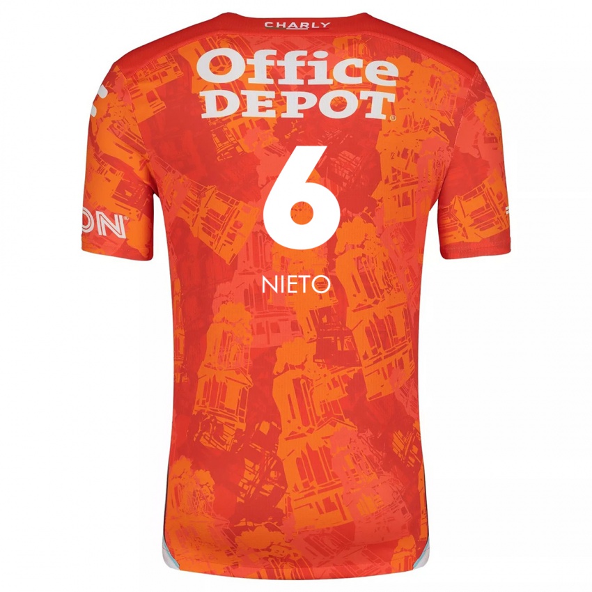 Niño Camiseta Karla Nieto #6 Naranja Blanco 2ª Equipación 2024/25 La Camisa Perú