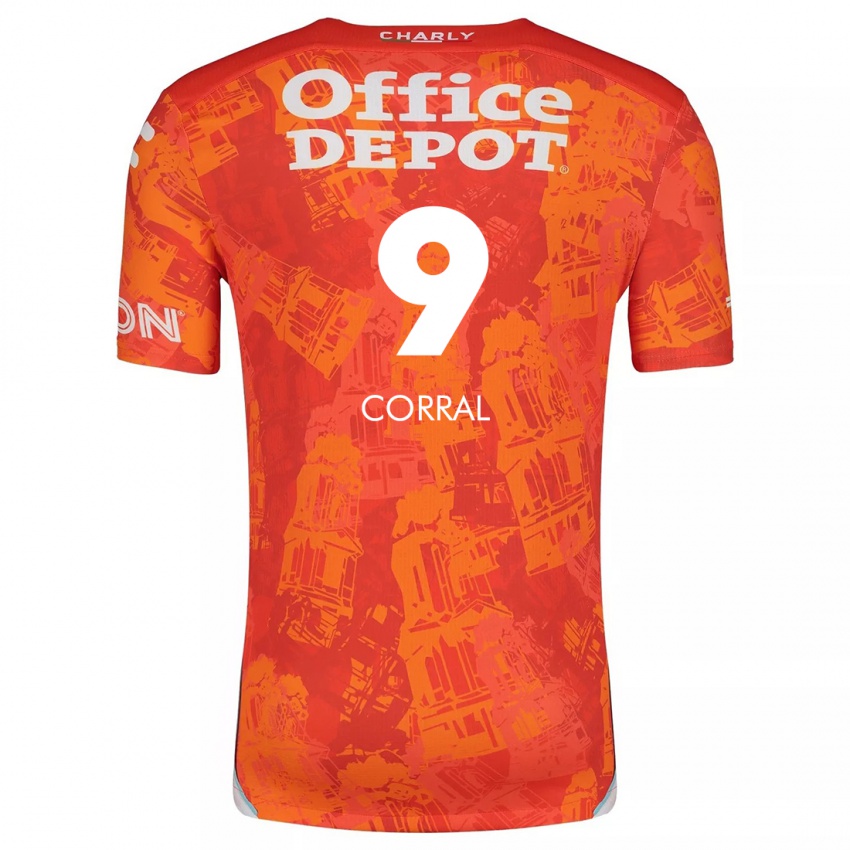 Niño Camiseta Charlyn Corral #9 Naranja Blanco 2ª Equipación 2024/25 La Camisa Perú