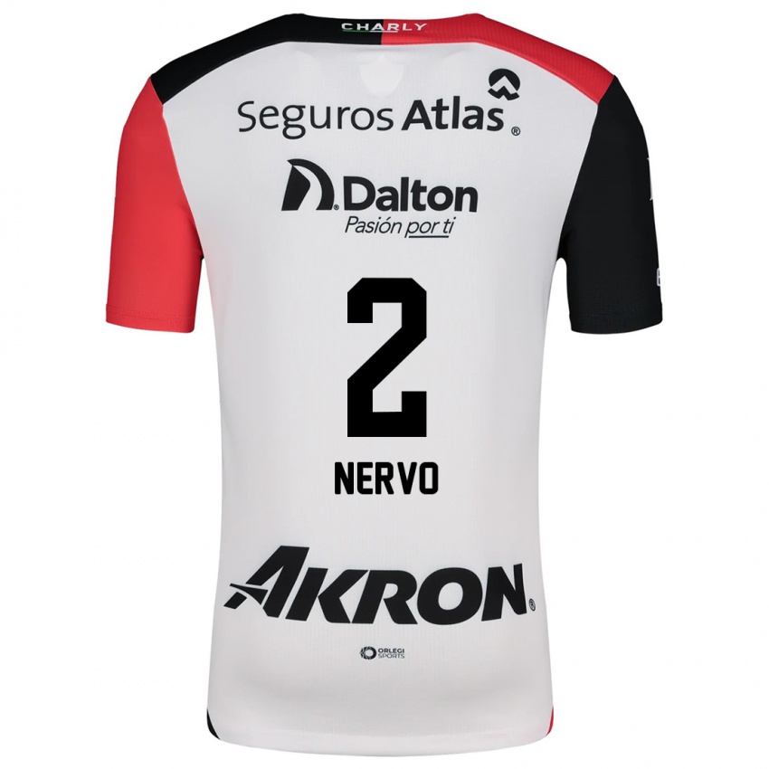 Niño Camiseta Hugo Nervo #2 Blanco Rojo Negro 2ª Equipación 2024/25 La Camisa Perú