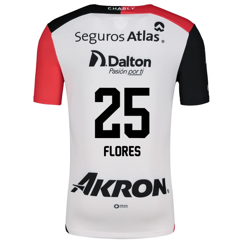 Niño Camiseta Leonardo Flores #25 Blanco Rojo Negro 2ª Equipación 2024/25 La Camisa Perú