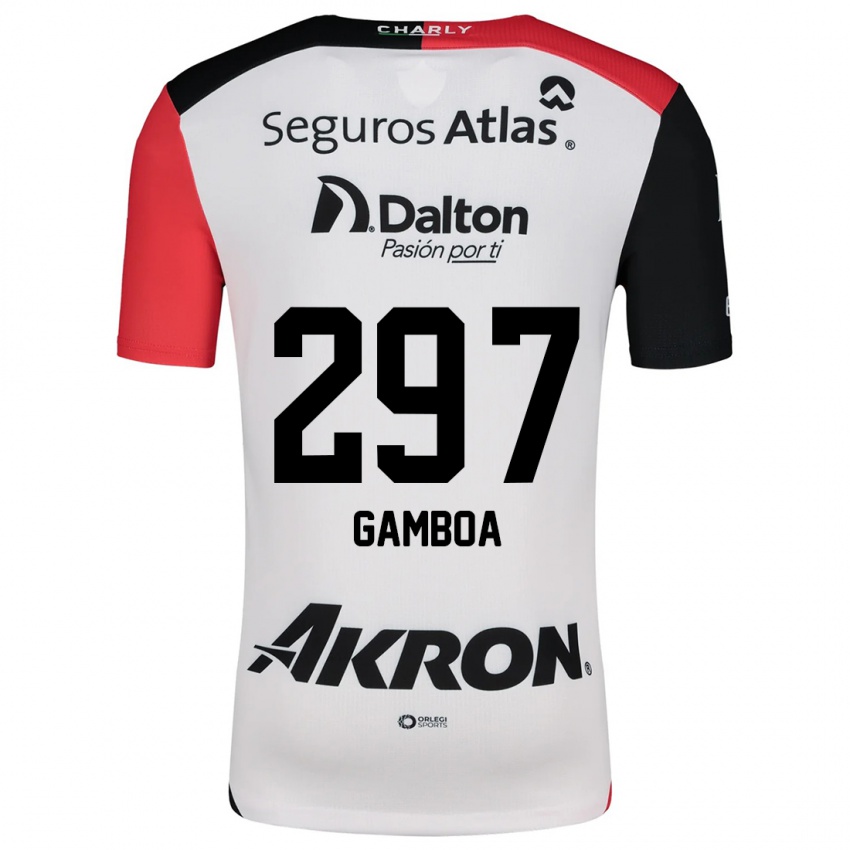 Niño Camiseta Luis Gamboa #297 Blanco Rojo Negro 2ª Equipación 2024/25 La Camisa Perú