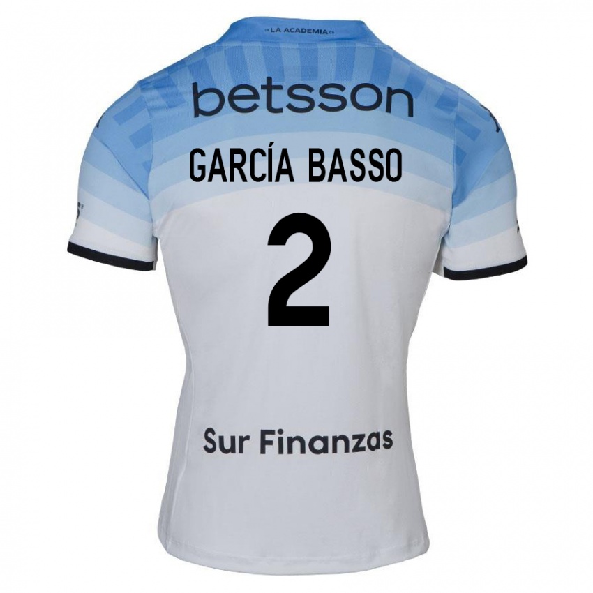 Niño Camiseta Agustín García Basso #2 Blanco Azul Negro 2ª Equipación 2024/25 La Camisa Perú