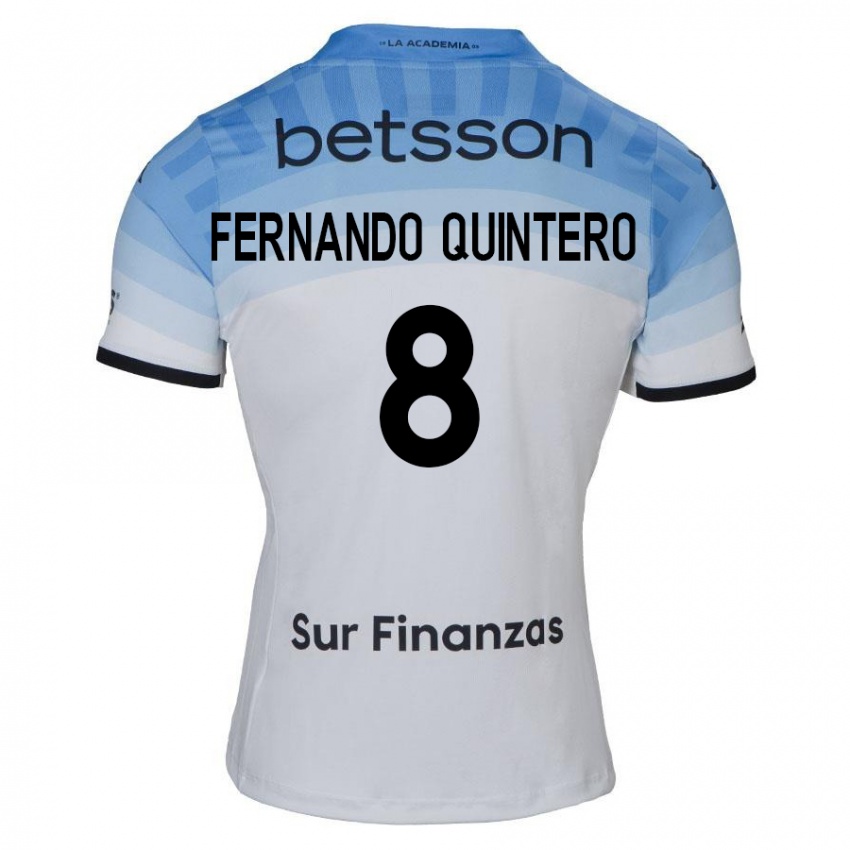 Niño Camiseta Juan Fernando Quintero #8 Blanco Azul Negro 2ª Equipación 2024/25 La Camisa Perú