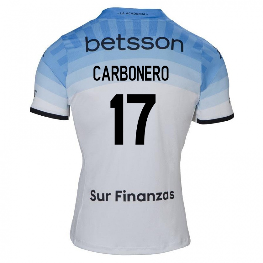 Niño Camiseta Johan Carbonero #17 Blanco Azul Negro 2ª Equipación 2024/25 La Camisa Perú