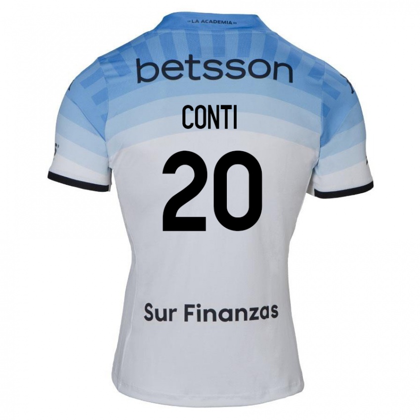 Niño Camiseta Germán Conti #20 Blanco Azul Negro 2ª Equipación 2024/25 La Camisa Perú