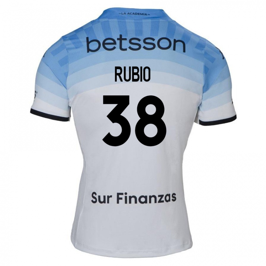 Niño Camiseta Tobías Rubio #38 Blanco Azul Negro 2ª Equipación 2024/25 La Camisa Perú