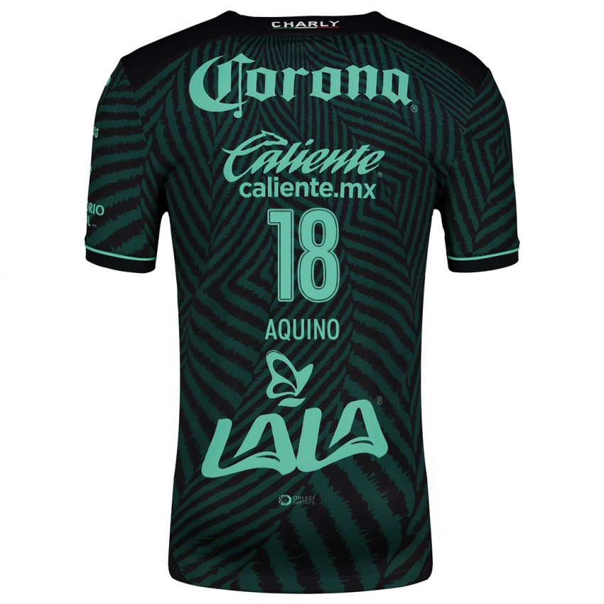 Niño Camiseta Pedro Aquino #18 Verde Negro 2ª Equipación 2024/25 La Camisa Perú