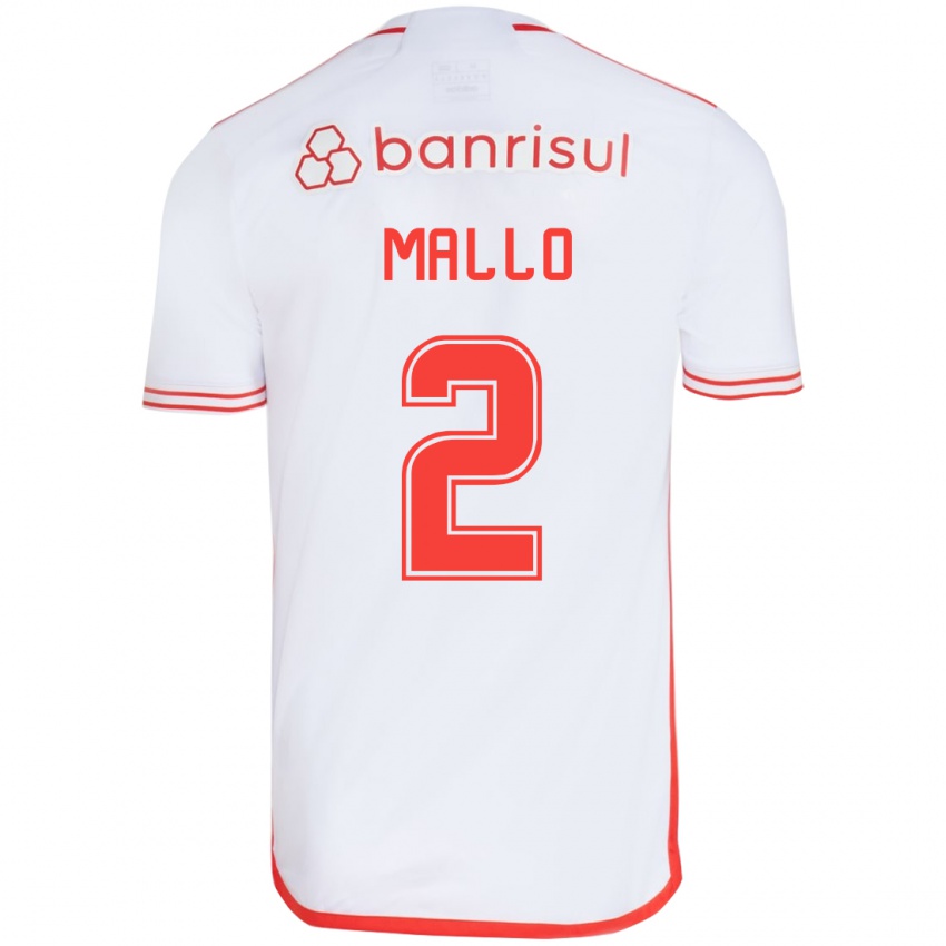 Niño Camiseta Hugo Mallo #2 Blanco Rojo 2ª Equipación 2024/25 La Camisa Perú