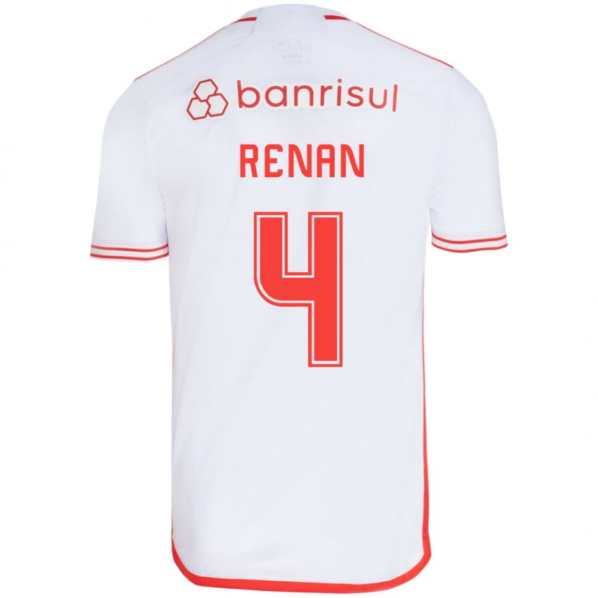 Niño Camiseta Robert Renan #4 Blanco Rojo 2ª Equipación 2024/25 La Camisa Perú