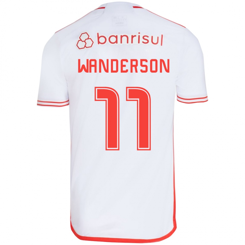 Niño Camiseta Wanderson #11 Blanco Rojo 2ª Equipación 2024/25 La Camisa Perú