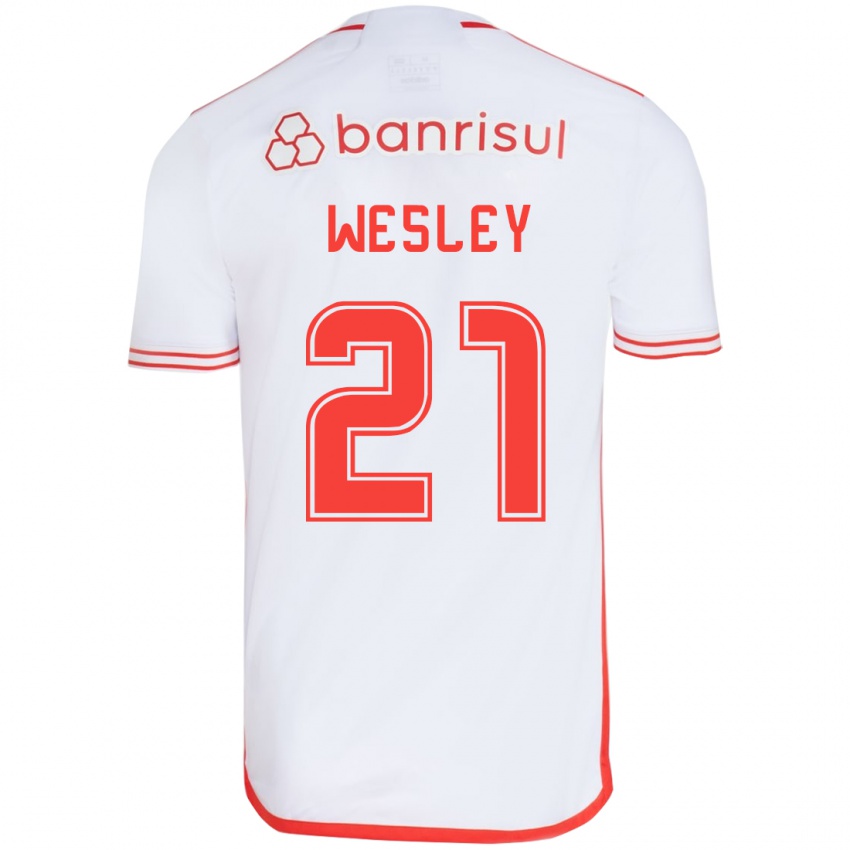 Niño Camiseta Wesley #21 Blanco Rojo 2ª Equipación 2024/25 La Camisa Perú