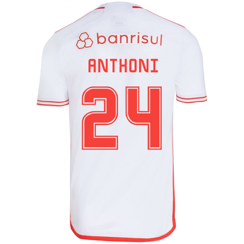 Niño Camiseta Anthoni #24 Blanco Rojo 2ª Equipación 2024/25 La Camisa Perú