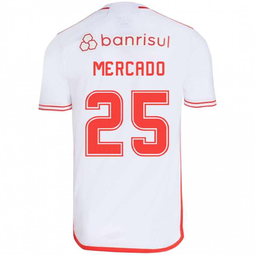 Niño Camiseta Gabriel Mercado #25 Blanco Rojo 2ª Equipación 2024/25 La Camisa Perú