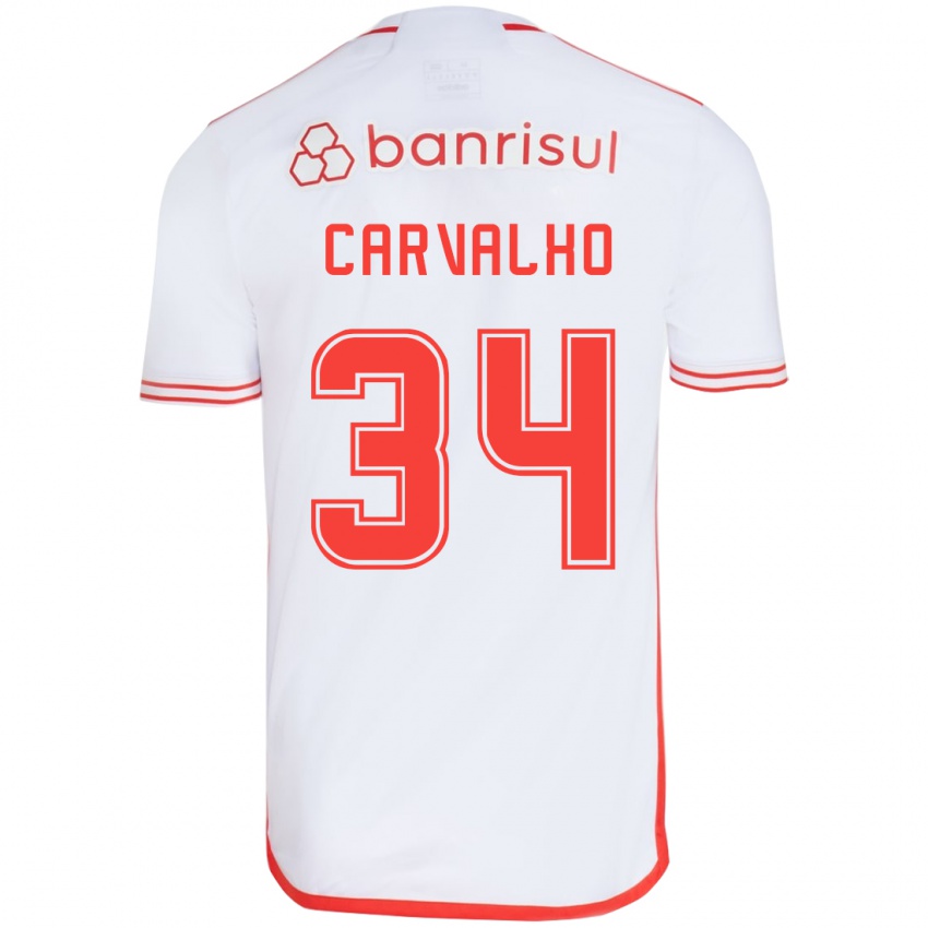 Niño Camiseta Gabriel Carvalho #34 Blanco Rojo 2ª Equipación 2024/25 La Camisa Perú