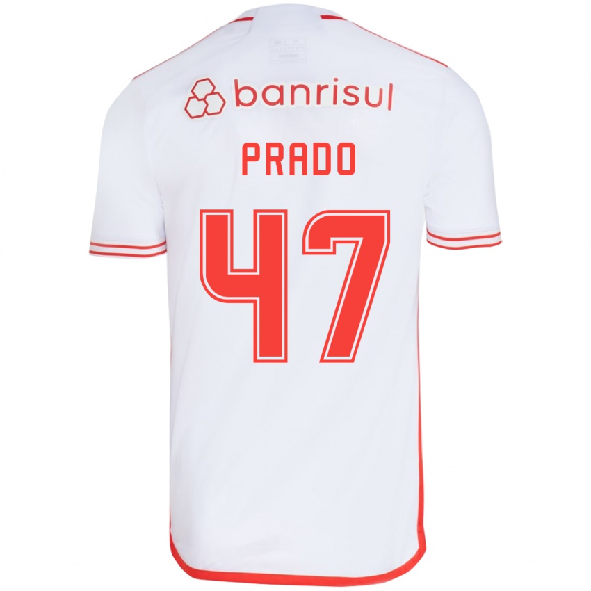 Niño Camiseta Gustavo Prado #47 Blanco Rojo 2ª Equipación 2024/25 La Camisa Perú