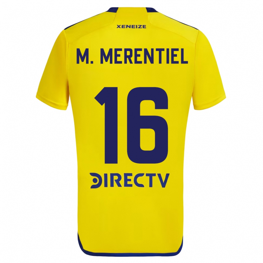 Niño Camiseta Miguel Merentiel #16 Amarillo Azul 2ª Equipación 2024/25 La Camisa Perú