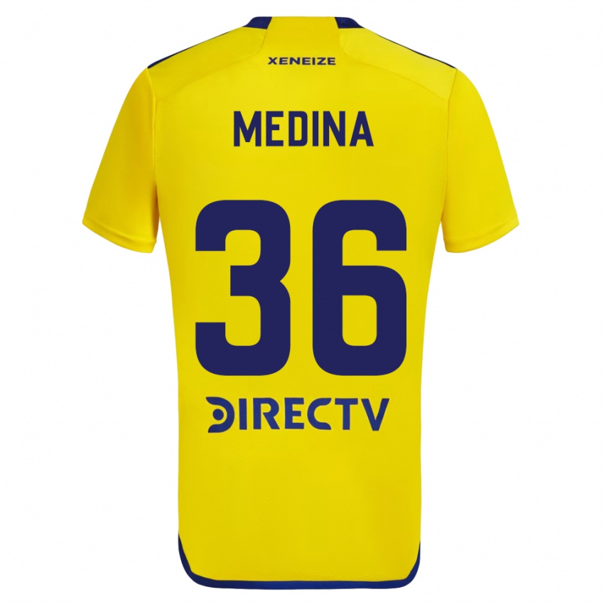 Niño Camiseta Cristian Medina #36 Amarillo Azul 2ª Equipación 2024/25 La Camisa Perú