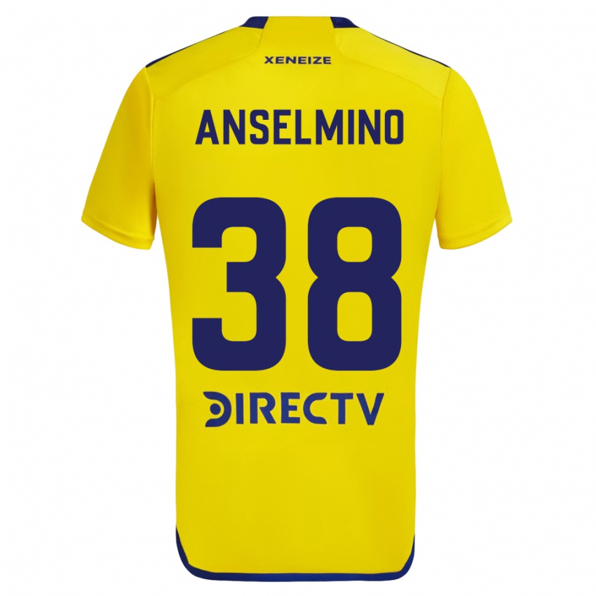 Niño Camiseta Aarón Anselmino #38 Amarillo Azul 2ª Equipación 2024/25 La Camisa Perú