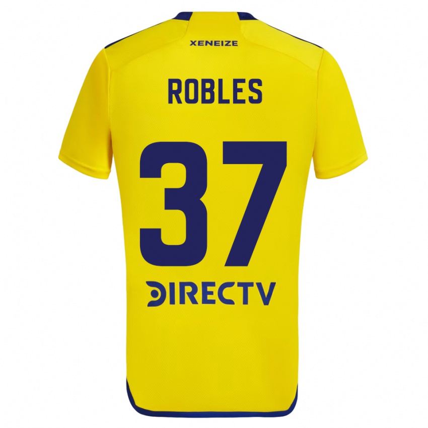 Niño Camiseta Sebastián Díaz Robles #37 Amarillo Azul 2ª Equipación 2024/25 La Camisa Perú