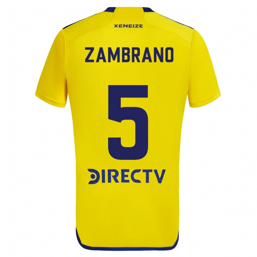 Niño Camiseta Carlos Zambrano #5 Amarillo Azul 2ª Equipación 2024/25 La Camisa Perú