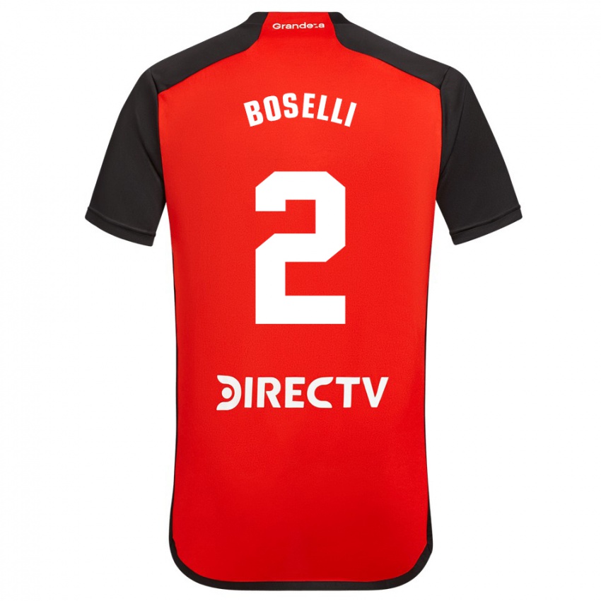 Niño Camiseta Sebastián Boselli #2 Rojo Negro Blanco 2ª Equipación 2024/25 La Camisa Perú