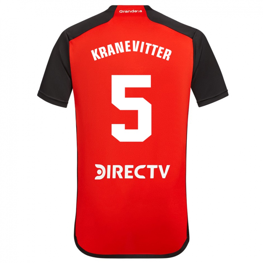 Niño Camiseta Matías Kranevitter #5 Rojo Negro Blanco 2ª Equipación 2024/25 La Camisa Perú