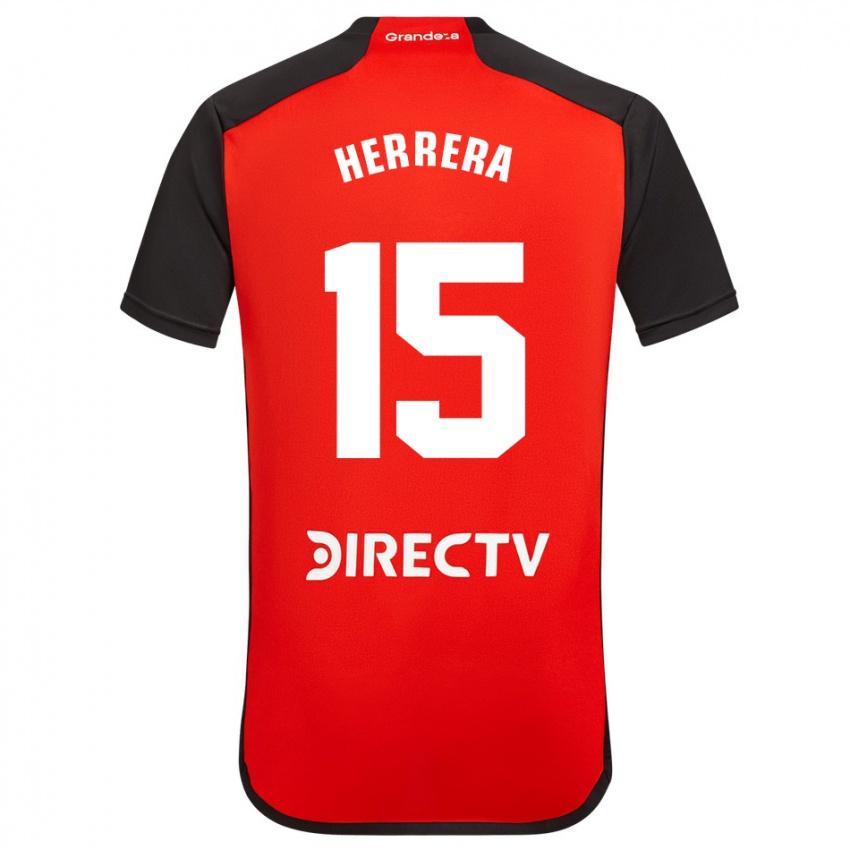 Niño Camiseta Andrés Herrera #15 Rojo Negro Blanco 2ª Equipación 2024/25 La Camisa Perú