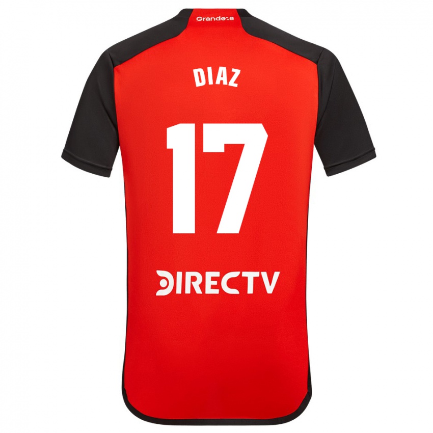 Niño Camiseta Paulo Diaz #17 Rojo Negro Blanco 2ª Equipación 2024/25 La Camisa Perú