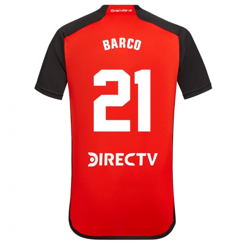 Niño Camiseta Esequiel Barco #21 Rojo Negro Blanco 2ª Equipación 2024/25 La Camisa Perú