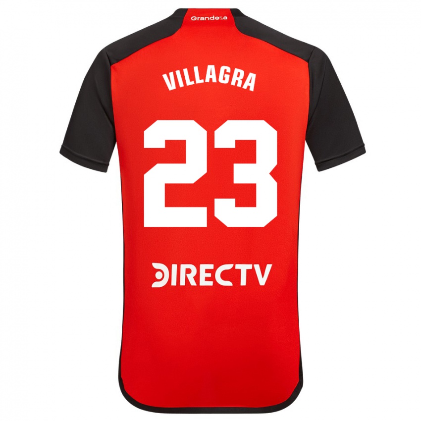 Niño Camiseta Rodrigo Villagra #23 Rojo Negro Blanco 2ª Equipación 2024/25 La Camisa Perú