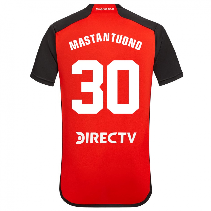 Niño Camiseta Franco Mastantuono #30 Rojo Negro Blanco 2ª Equipación 2024/25 La Camisa Perú