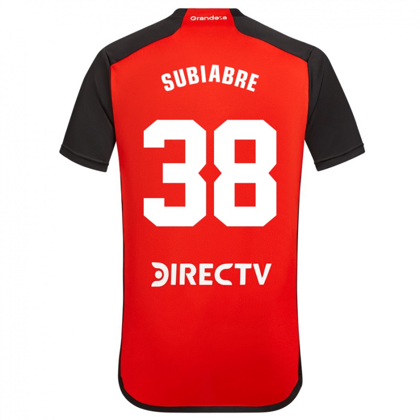 Niño Camiseta Ian Subiabre #38 Rojo Negro Blanco 2ª Equipación 2024/25 La Camisa Perú