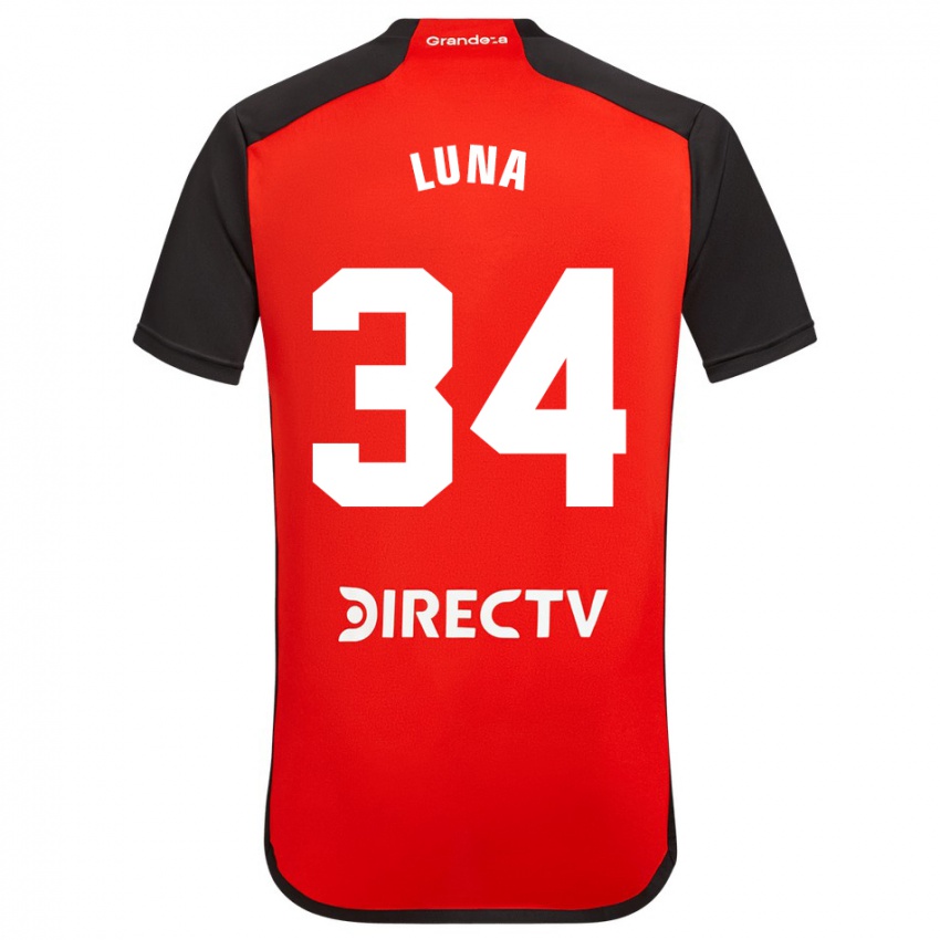 Niño Camiseta Jonás Luna #34 Rojo Negro Blanco 2ª Equipación 2024/25 La Camisa Perú