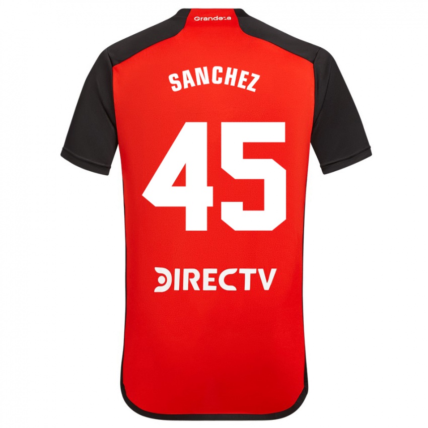 Niño Camiseta Sebastián Sánchez #45 Rojo Negro Blanco 2ª Equipación 2024/25 La Camisa Perú