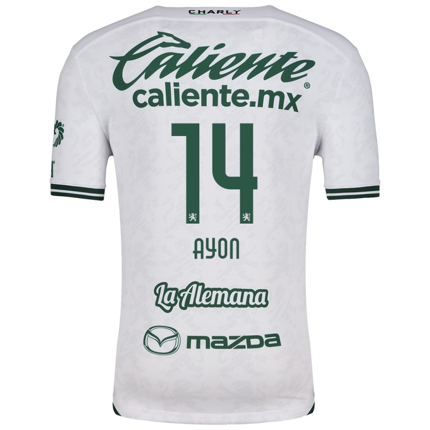 Niño Camiseta Ettson Ayón #14 Blanco Verde 2ª Equipación 2024/25 La Camisa Perú