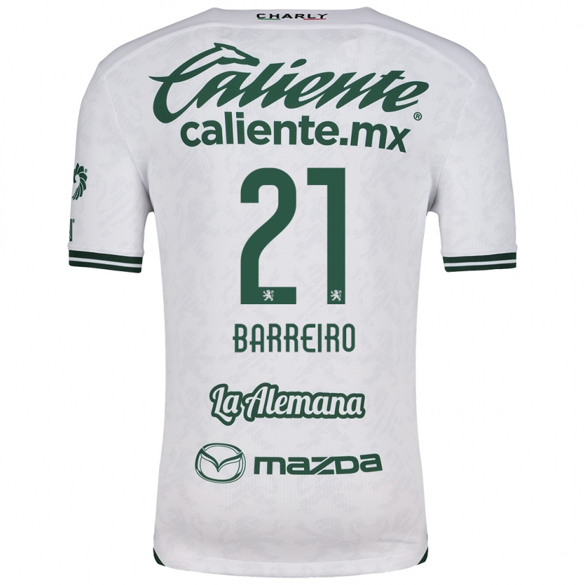 Niño Camiseta Stiven Barreiro #21 Blanco Verde 2ª Equipación 2024/25 La Camisa Perú