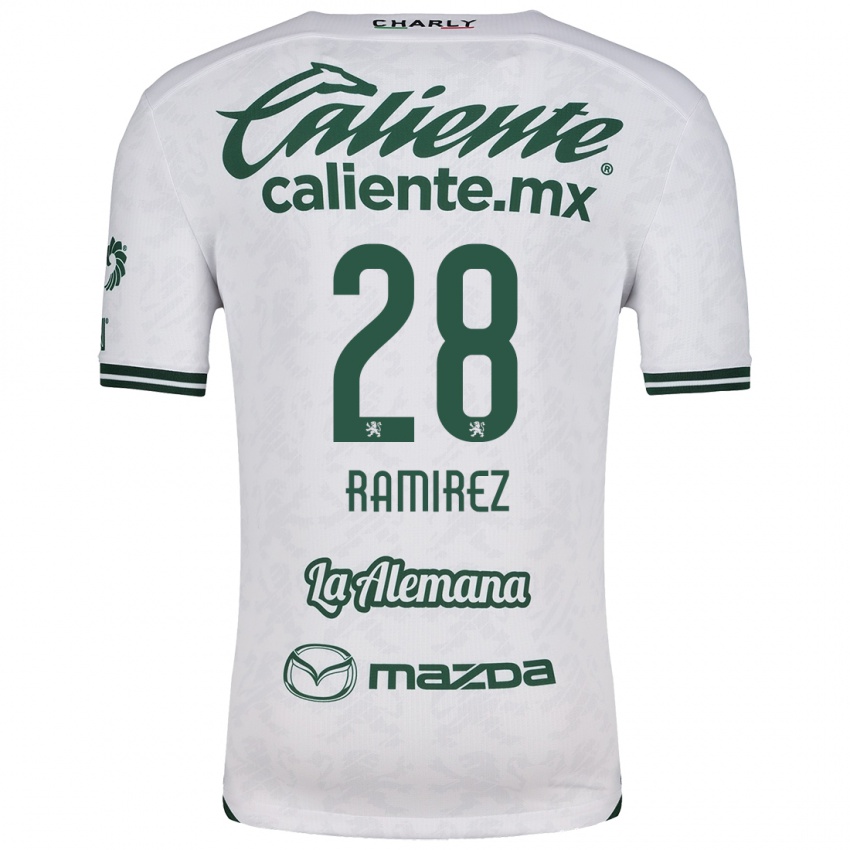 Niño Camiseta David Ramírez #28 Blanco Verde 2ª Equipación 2024/25 La Camisa Perú