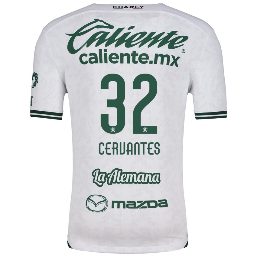 Niño Camiseta Luis Cervantes #32 Blanco Verde 2ª Equipación 2024/25 La Camisa Perú