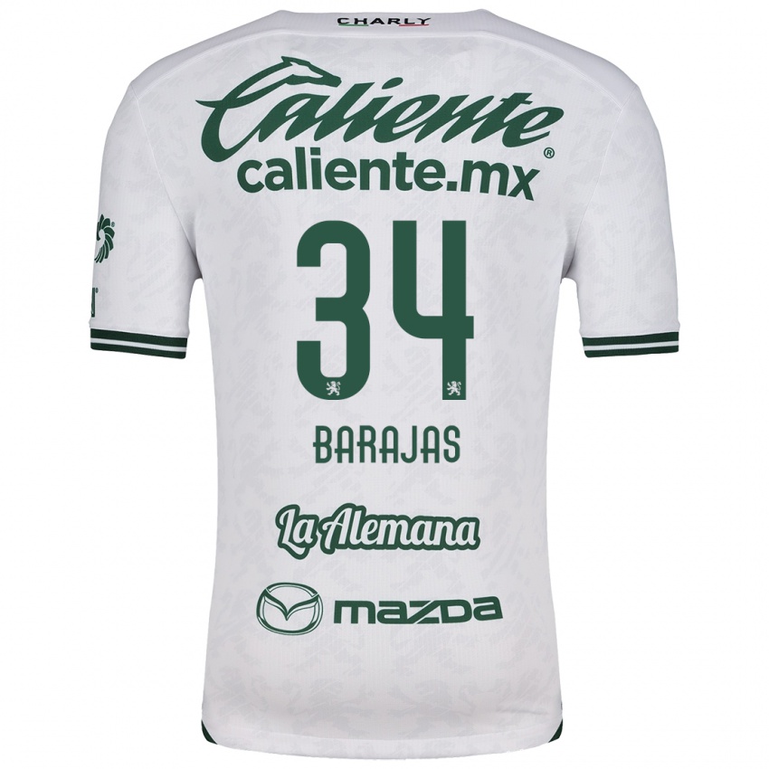 Niño Camiseta Víctor Barajas #34 Blanco Verde 2ª Equipación 2024/25 La Camisa Perú