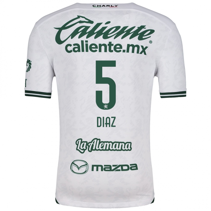 Niño Camiseta Brenda Díaz #5 Blanco Verde 2ª Equipación 2024/25 La Camisa Perú