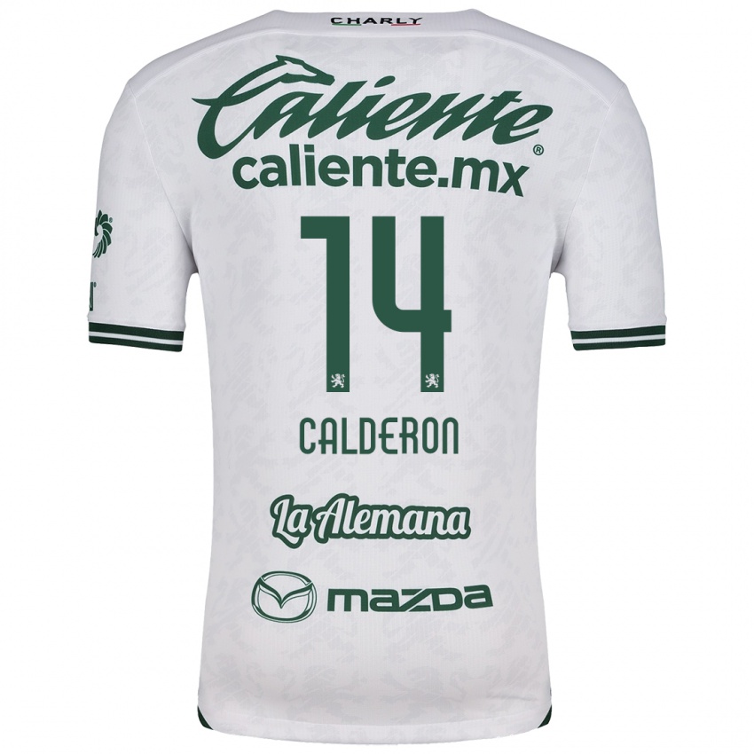 Niño Camiseta Daniela Calderón #14 Blanco Verde 2ª Equipación 2024/25 La Camisa Perú