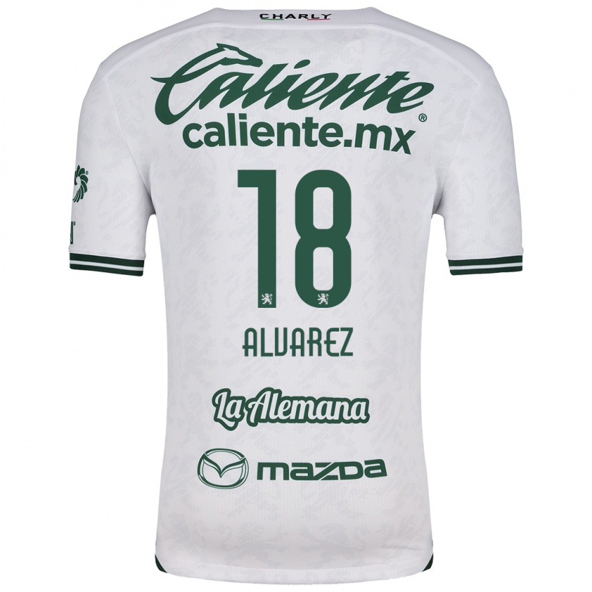 Niño Camiseta Yazmin Álvarez #18 Blanco Verde 2ª Equipación 2024/25 La Camisa Perú