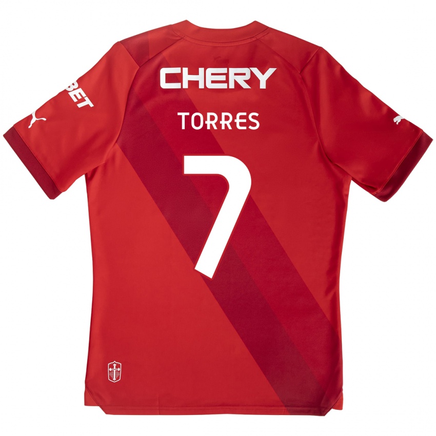 Niño Camiseta Joaquín Torres #7 Rojo Blanco 2ª Equipación 2024/25 La Camisa Perú