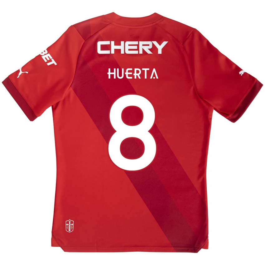 Niño Camiseta Valber Huerta #8 Rojo Blanco 2ª Equipación 2024/25 La Camisa Perú