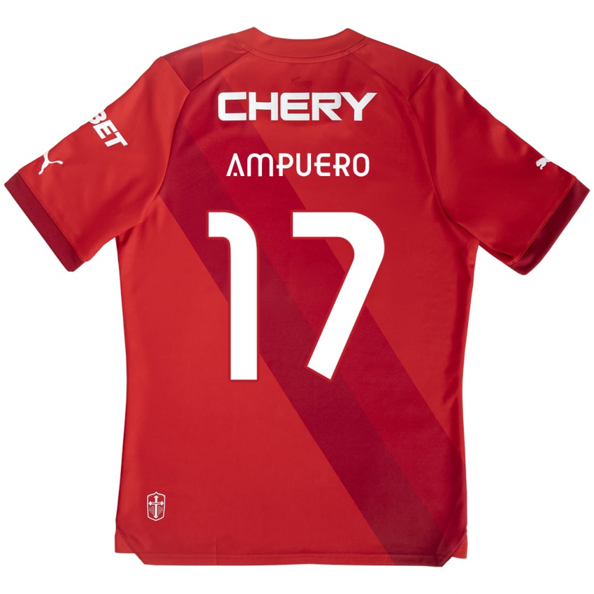 Niño Camiseta Branco Ampuero #17 Rojo Blanco 2ª Equipación 2024/25 La Camisa Perú